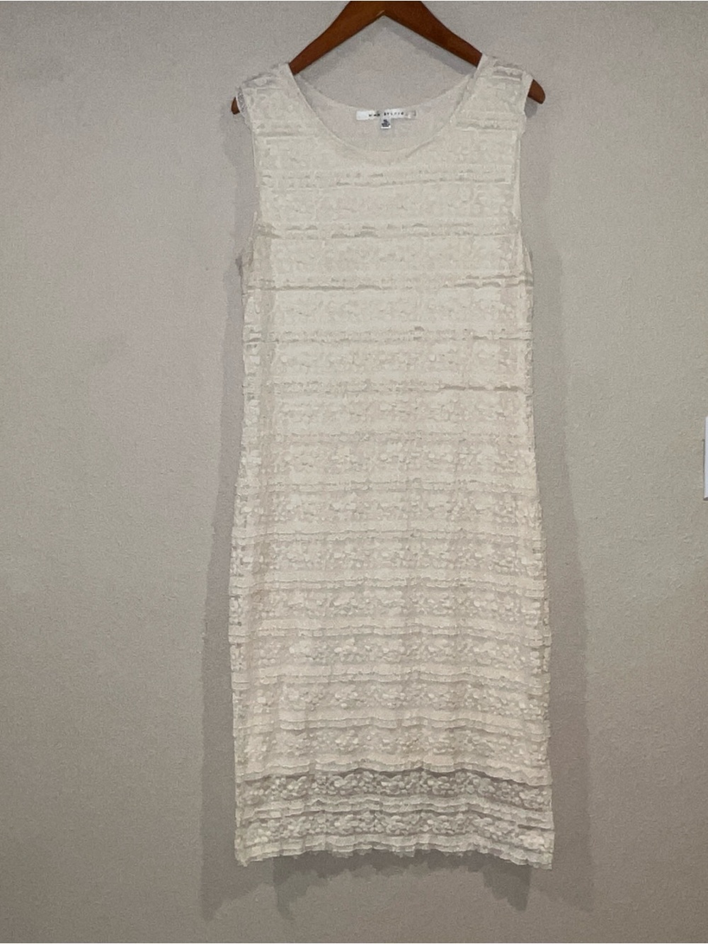 MAX STUDIO Ivory Lace Stretch Midi Dress size XL romantic feminine flattering